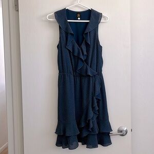 Anthropologie Women's Blue Ruffled Dress
